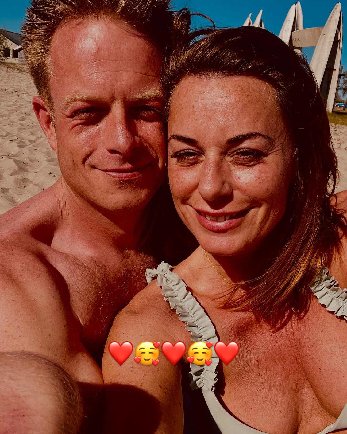 Close-up selfie op het strand